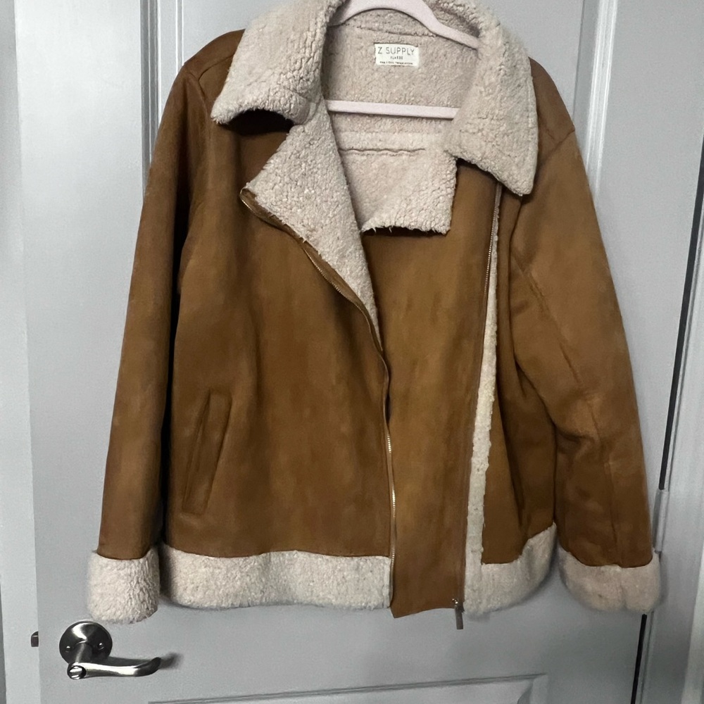 Z Supply Brown and Cream Bomber Jacket